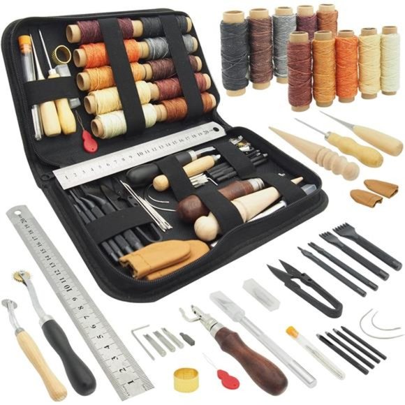 Leather Working Tools for Beginners: Professional Leather Kit with Waxed Thread - Picture 1 of 8